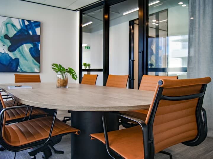 Modern boardroom with a conference table